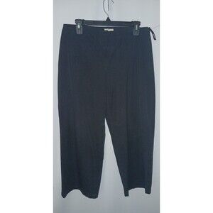 Eileen Fisher Pants Women's Medium Black Side Inside‎ Zip Cropped Ankle Wide Leg
